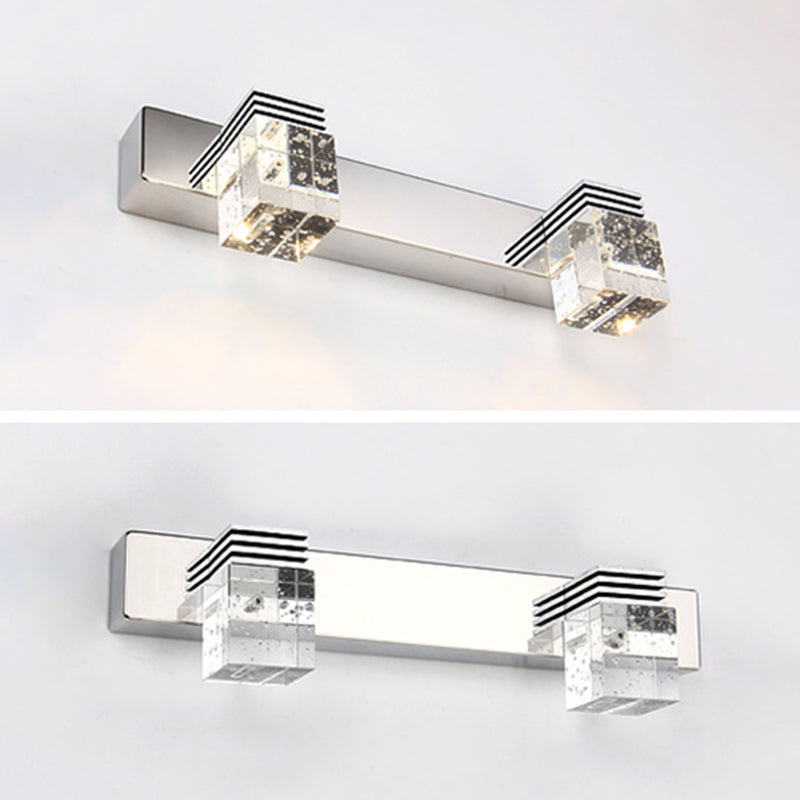 Stainless Steel Vanity Light Fixture Modern Style Bubble Crystal Shade Bathroom Wall Lighting Clearhalo 'Vanity Lights' 'Wall Lights' Lighting' 2617065