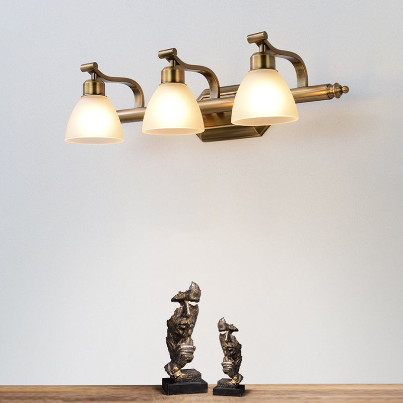 American LED Bath Vanity Lighting Brass Bathroom Lighting for Makeup in Frosted Glass Shade Clearhalo 'Vanity Lights' 'Wall Lights' Lighting' 2617263