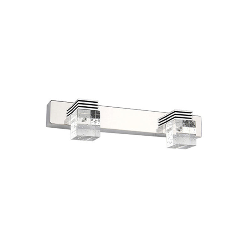 Stainless Steel Vanity Light Fixture Modern Style Bubble Crystal Shade Bathroom Wall Lighting 2.0 Stainless-Steel Clearhalo 'Vanity Lights' 'Wall Lights' Lighting' 2617382