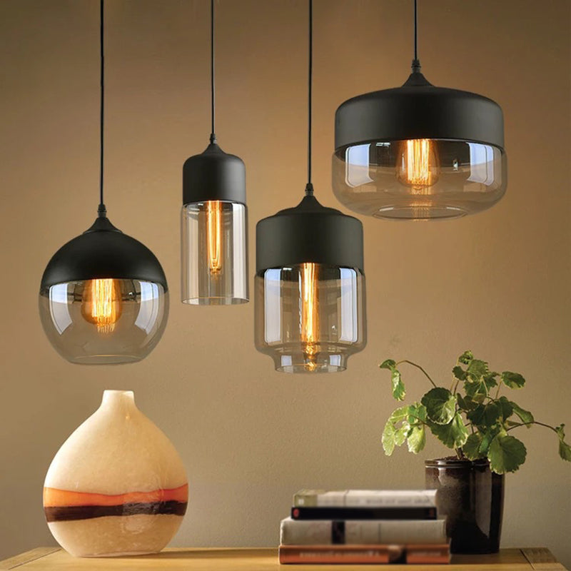 1 Light Pendant Lighting Retro Industrial Style Glass Pendant Ceiling Lights for Restaurant Clearhalo 'Ceiling Lights' 'Pendant Lights' 'Pendants' Lighting' 2617437