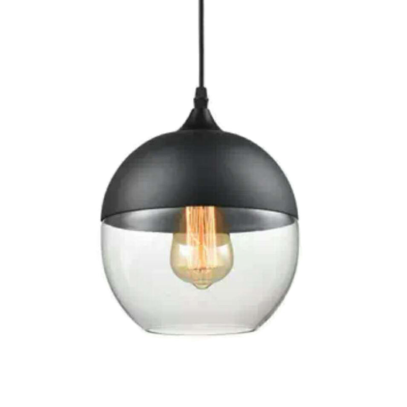 1 Light Pendant Lighting Retro Industrial Style Glass Pendant Ceiling Lights for Restaurant Clear Globe Clearhalo 'Ceiling Lights' 'Pendant Lights' 'Pendants' Lighting' 2617439