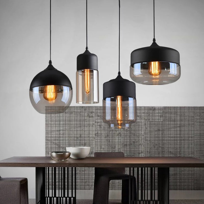 1 Light Pendant Lighting Retro Industrial Style Glass Pendant Ceiling Lights for Restaurant Clearhalo 'Ceiling Lights' 'Pendant Lights' 'Pendants' Lighting' 2617440