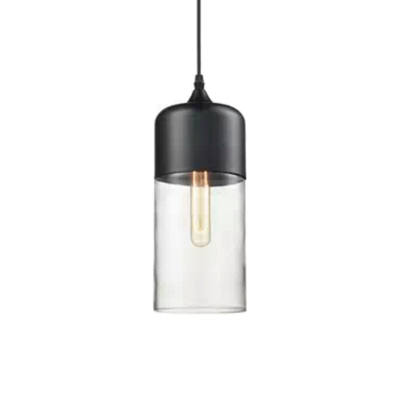 1 Light Pendant Lighting Retro Industrial Style Glass Pendant Ceiling Lights for Restaurant Clear Cylinder Clearhalo 'Ceiling Lights' 'Pendant Lights' 'Pendants' Lighting' 2617441