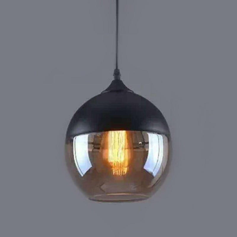 1 Light Pendant Lighting Retro Industrial Style Glass Pendant Ceiling Lights for Restaurant Amber Globe Clearhalo 'Ceiling Lights' 'Pendant Lights' 'Pendants' Lighting' 2617447