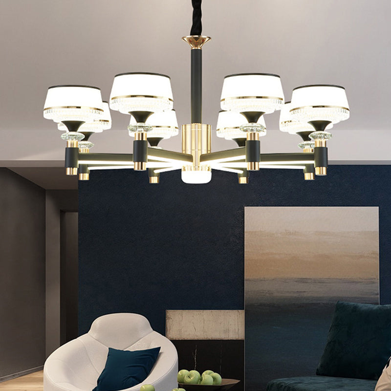 Round Living Room Chandelier Metal Modern Simplicity LED Hanging Light Fixture in Black Clearhalo 'Ceiling Lights' 'Chandeliers' Lighting' 2618483