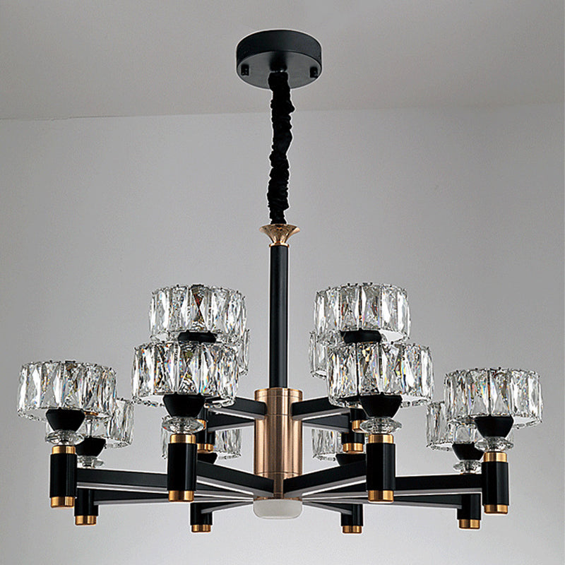 Round Living Room Chandelier Metal Modern Simplicity LED Hanging Light Fixture in Black Clearhalo 'Ceiling Lights' 'Chandeliers' Lighting' 2618487
