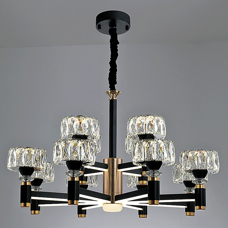 Round Living Room Chandelier Metal Modern Simplicity LED Hanging Light Fixture in Black Clearhalo 'Ceiling Lights' 'Chandeliers' Lighting' 2618488