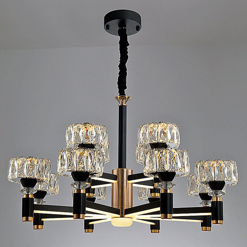 Round Living Room Chandelier Metal Modern Simplicity LED Hanging Light Fixture in Black Clearhalo 'Ceiling Lights' 'Chandeliers' Lighting' 2618489