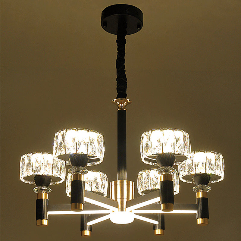 Round Living Room Chandelier Metal Modern Simplicity LED Hanging Light Fixture in Black Clearhalo 'Ceiling Lights' 'Chandeliers' Lighting' 2618490