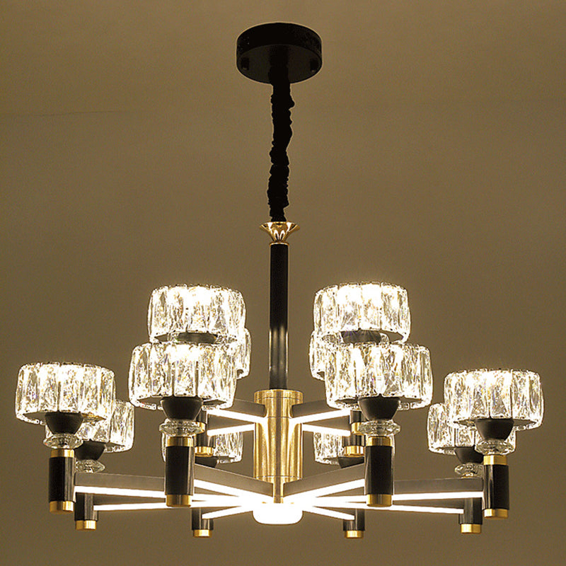 Round Living Room Chandelier Metal Modern Simplicity LED Hanging Light Fixture in Black Clearhalo 'Ceiling Lights' 'Chandeliers' Lighting' 2618491