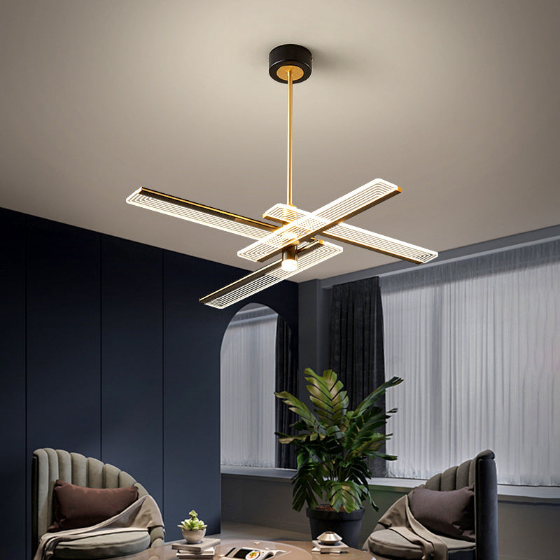 Rectangular Panel Hanging Light Fixture Modern Acrylic Black LED Chandelier for Living Room Clearhalo 'Ceiling Lights' 'Chandeliers' Lighting' 2618651