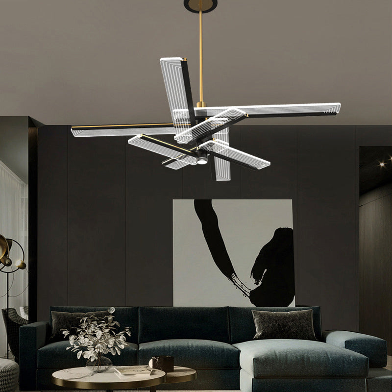 Rectangular Panel Hanging Light Fixture Modern Acrylic Black LED Chandelier for Living Room Clearhalo 'Ceiling Lights' 'Chandeliers' Lighting' 2618652