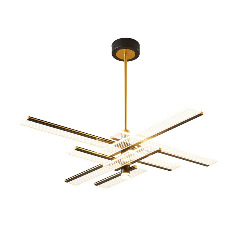 Rectangular Panel Hanging Light Fixture Modern Acrylic Black LED Chandelier for Living Room Clearhalo 'Ceiling Lights' 'Chandeliers' Lighting' 2618653