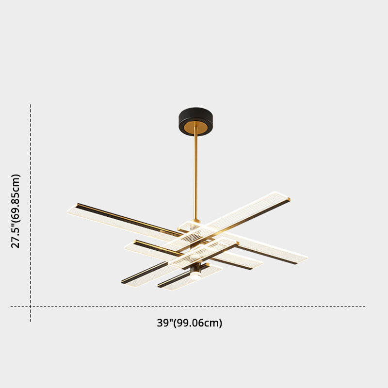 Rectangular Panel Hanging Light Fixture Modern Acrylic Black LED Chandelier for Living Room Clearhalo 'Ceiling Lights' 'Chandeliers' Lighting' 2618656
