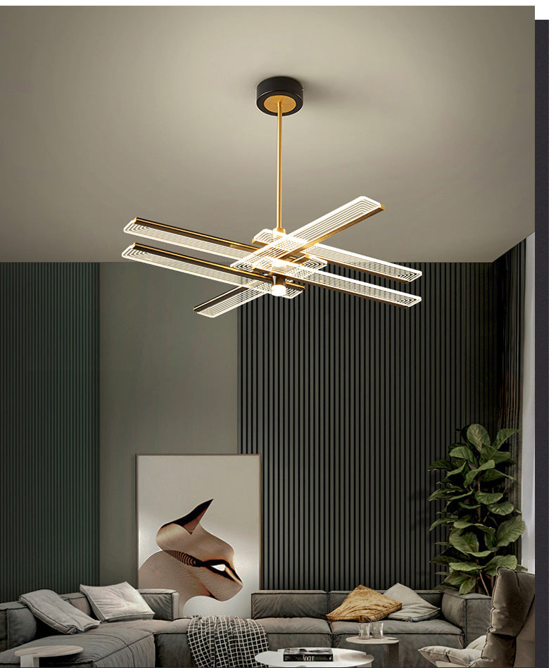 Rectangular Panel Hanging Light Fixture Modern Acrylic Black LED Chandelier for Living Room Clearhalo 'Ceiling Lights' 'Chandeliers' Lighting' 2618658
