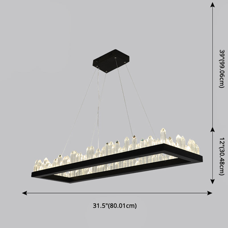 Minimalist Ring-Shape LED Chandelier Crystal Stick Living Room Hanging Light in Black Clearhalo 'Ceiling Lights' 'Chandeliers' Lighting' 2618698