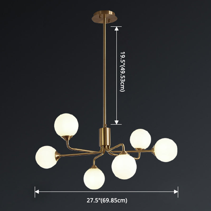 Modos Chandelier Lighting Fixture Simplicity White Glass Brass Finish Ceiling Light for Living Room Clearhalo 'Ceiling Lights' 'Chandeliers' Lighting' 2618877