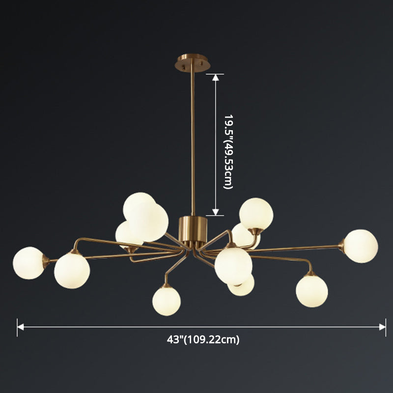 Modos Chandelier Lighting Fixture Simplicity White Glass Brass Finish Ceiling Light for Living Room Clearhalo 'Ceiling Lights' 'Chandeliers' Lighting' 2618878