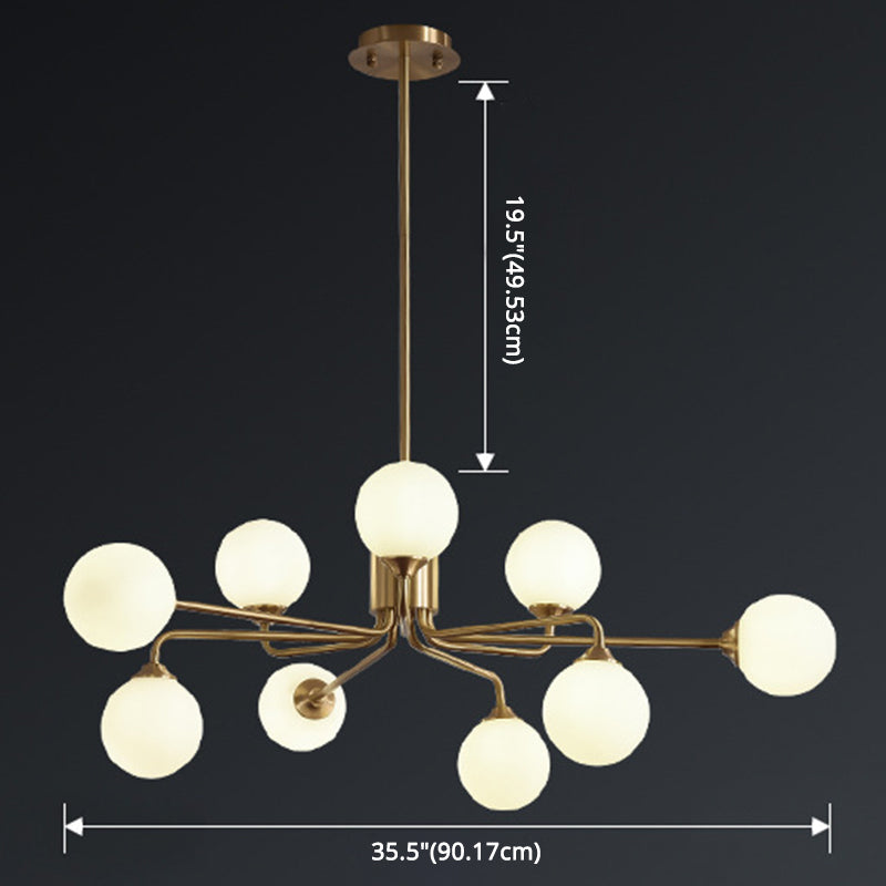 Modos Chandelier Lighting Fixture Simplicity White Glass Brass Finish Ceiling Light for Living Room Clearhalo 'Ceiling Lights' 'Chandeliers' Lighting' 2618879