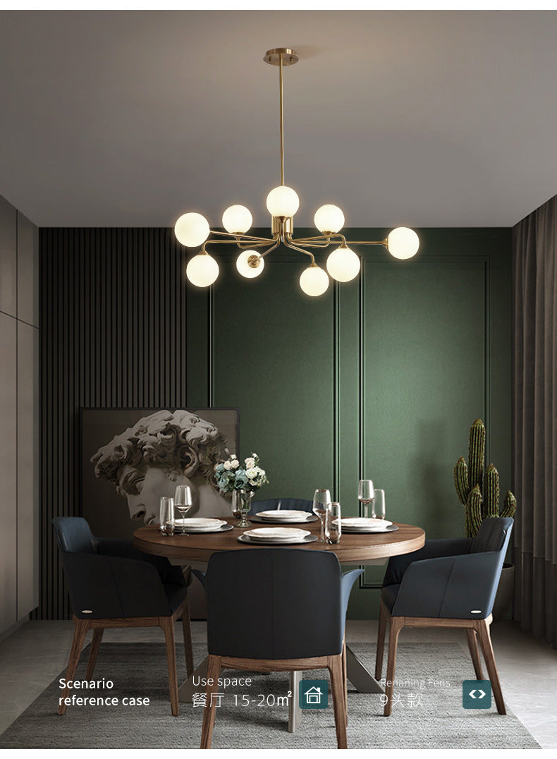 Modos Chandelier Lighting Fixture Simplicity White Glass Brass Finish Ceiling Light for Living Room Clearhalo 'Ceiling Lights' 'Chandeliers' Lighting' 2618881