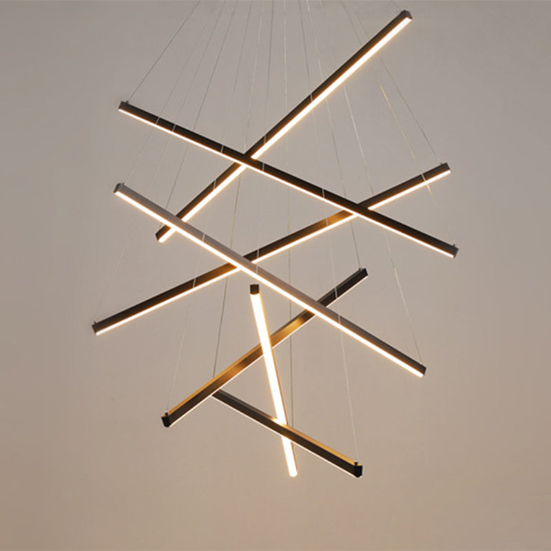 Black Sticks LED Chandelier Light Novelty Minimalist Metal Suspension Lamp for Lobby 7 Black Clearhalo 'Ceiling Lights' 'Chandeliers' Lighting' options 2618960_2028a4d3-8e4b-4aae-9a77-f7134a4945cd