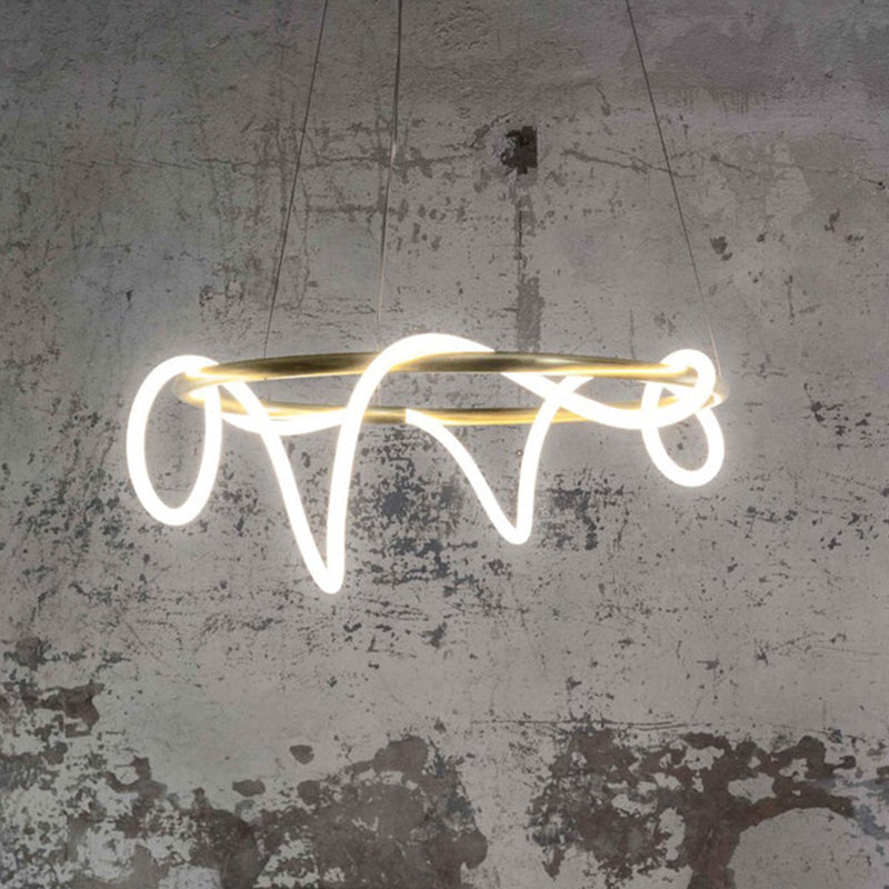 Flexible Tube Chandelier Simplicity Acrylic Gold LED Ceiling Pendant for Living Room Gold Circline Clearhalo 'Ceiling Lights' 'Chandeliers' Lighting' options 2618976_ffbbffee-79d3-42f2-bf8b-2119df61aa05
