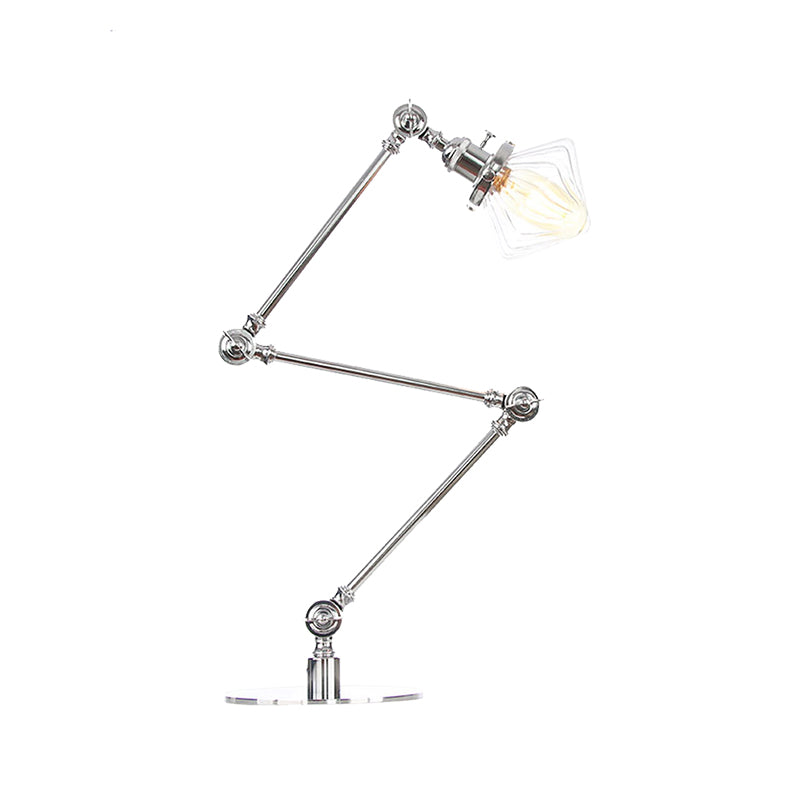 Vintage Diamond Shade Table Lamp Amber/Clear Glass 1 Light Living Room Table Light with Adjustable Arm in Black/Brass Clearhalo 'Lamps' 'Table Lamps' Lighting' 262160