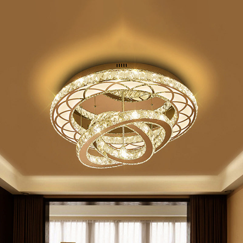 23.5���/31.5��� Wide Ring Crystal Flush Mount Lamp Modern LED Living Room Ceiling Mounted Fixture in Chrome Clearhalo 'Ceiling Lights' 'Close To Ceiling Lights' 'Close to ceiling' 'Flush mount' Lighting' 262194