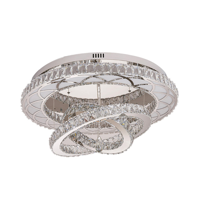 23.5���/31.5��� Wide Ring Crystal Flush Mount Lamp Modern LED Living Room Ceiling Mounted Fixture in Chrome Clearhalo 'Ceiling Lights' 'Close To Ceiling Lights' 'Close to ceiling' 'Flush mount' Lighting' 262196
