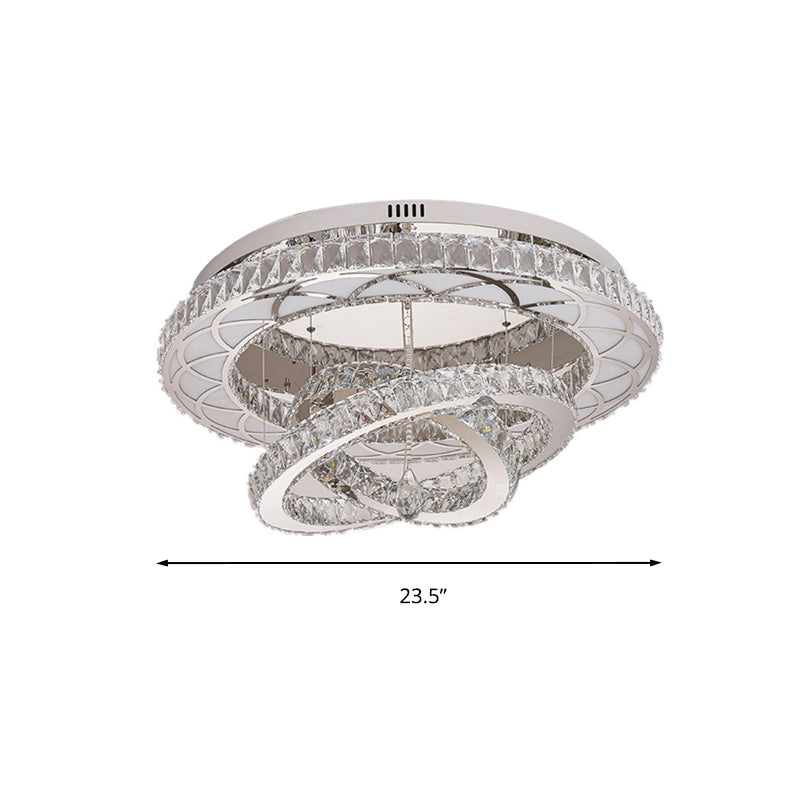 23.5���/31.5��� Wide Ring Crystal Flush Mount Lamp Modern LED Living Room Ceiling Mounted Fixture in Chrome Clearhalo 'Ceiling Lights' 'Close To Ceiling Lights' 'Close to ceiling' 'Flush mount' Lighting' 262197