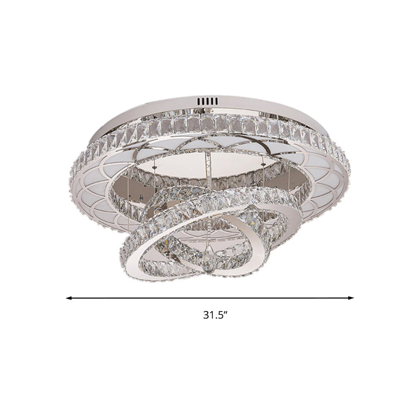 23.5���/31.5��� Wide Ring Crystal Flush Mount Lamp Modern LED Living Room Ceiling Mounted Fixture in Chrome Clearhalo 'Ceiling Lights' 'Close To Ceiling Lights' 'Close to ceiling' 'Flush mount' Lighting' 262198