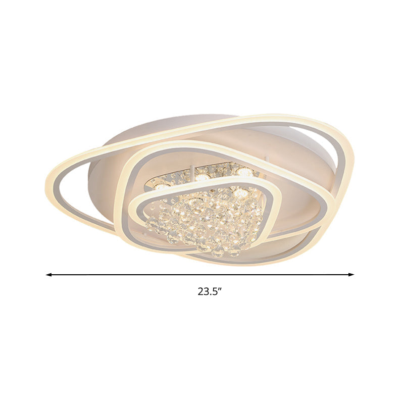 19.5"/23.5"/31.5" W LED Triangle Flush Mount Lamp Simple White Crystal Ceiling Mounted Fixture in Warm/White Light Clearhalo 'Ceiling Lights' 'Close To Ceiling Lights' 'Close to ceiling' 'Flush mount' Lighting' 262229