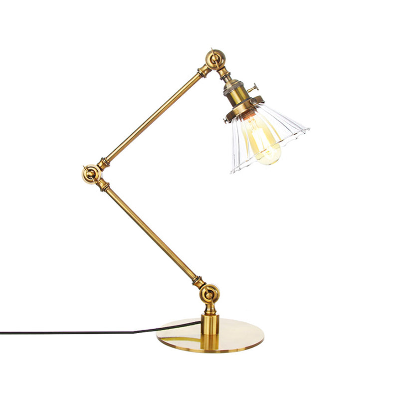 Cone Clear/Amber Glass Table Lamp Warehouse Stylish 1 Light Black/Brass Table Lighting for Study Room Clearhalo 'Lamps' 'Table Lamps' Lighting' 262274