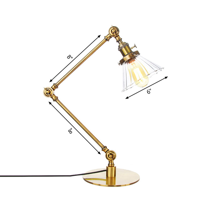 Cone Clear/Amber Glass Table Lamp Warehouse Stylish 1 Light Black/Brass Table Lighting for Study Room Clearhalo 'Lamps' 'Table Lamps' Lighting' 262275