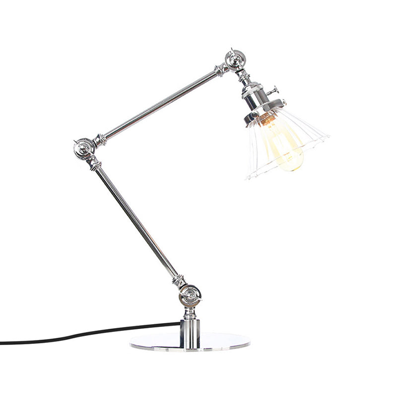 Cone Clear/Amber Glass Table Lamp Warehouse Stylish 1 Light Black/Brass Table Lighting for Study Room Clearhalo 'Lamps' 'Table Lamps' Lighting' 262282