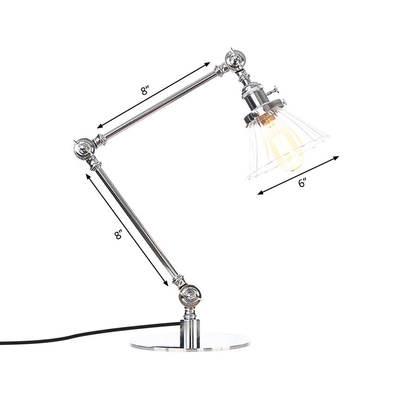 Cone Clear/Amber Glass Table Lamp Warehouse Stylish 1 Light Black/Brass Table Lighting for Study Room Clearhalo 'Lamps' 'Table Lamps' Lighting' 262283