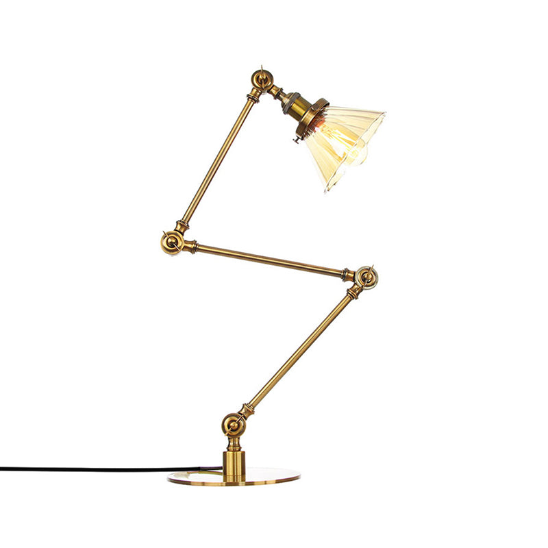 Cone Clear/Amber Glass Table Lamp Warehouse Stylish 1 Light Black/Brass Table Lighting for Study Room Clearhalo 'Lamps' 'Table Lamps' Lighting' 262293