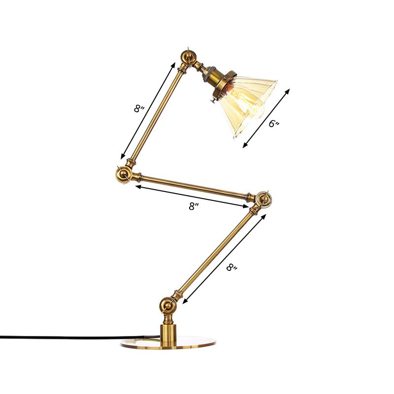 Cone Clear/Amber Glass Table Lamp Warehouse Stylish 1 Light Black/Brass Table Lighting for Study Room Clearhalo 'Lamps' 'Table Lamps' Lighting' 262294