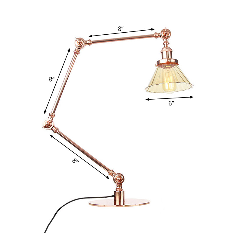 Cone Clear/Amber Glass Table Lamp Warehouse Stylish 1 Light Black/Brass Table Lighting for Study Room Clearhalo 'Lamps' 'Table Lamps' Lighting' 262298