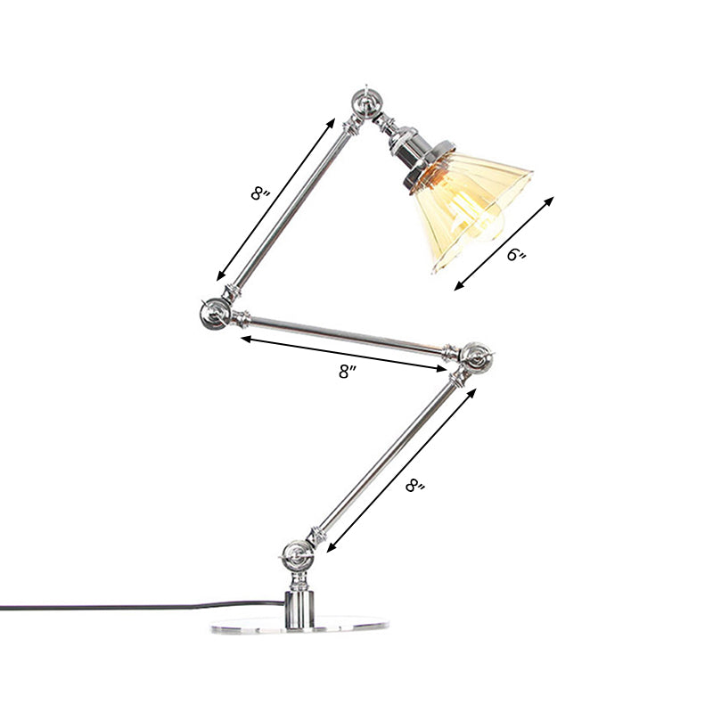 Cone Clear/Amber Glass Table Lamp Warehouse Stylish 1 Light Black/Brass Table Lighting for Study Room Clearhalo 'Lamps' 'Table Lamps' Lighting' 262302