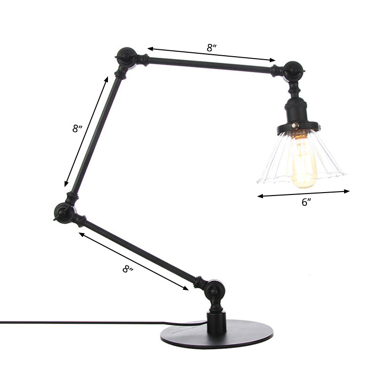 Cone Clear/Amber Glass Table Lamp Warehouse Stylish 1 Light Black/Brass Table Lighting for Study Room Clearhalo 'Lamps' 'Table Lamps' Lighting' 262306