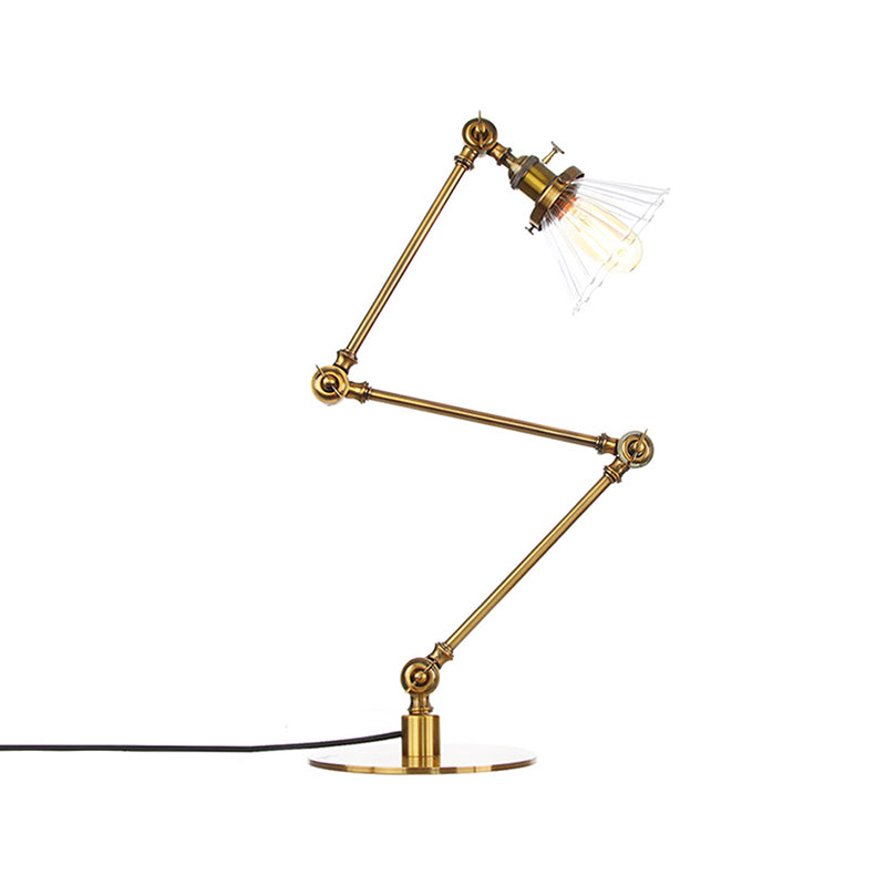 Cone Clear/Amber Glass Table Lamp Warehouse Stylish 1 Light Black/Brass Table Lighting for Study Room Clearhalo 'Lamps' 'Table Lamps' Lighting' 262313