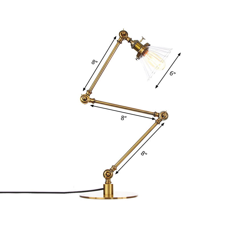 Cone Clear/Amber Glass Table Lamp Warehouse Stylish 1 Light Black/Brass Table Lighting for Study Room Clearhalo 'Lamps' 'Table Lamps' Lighting' 262314