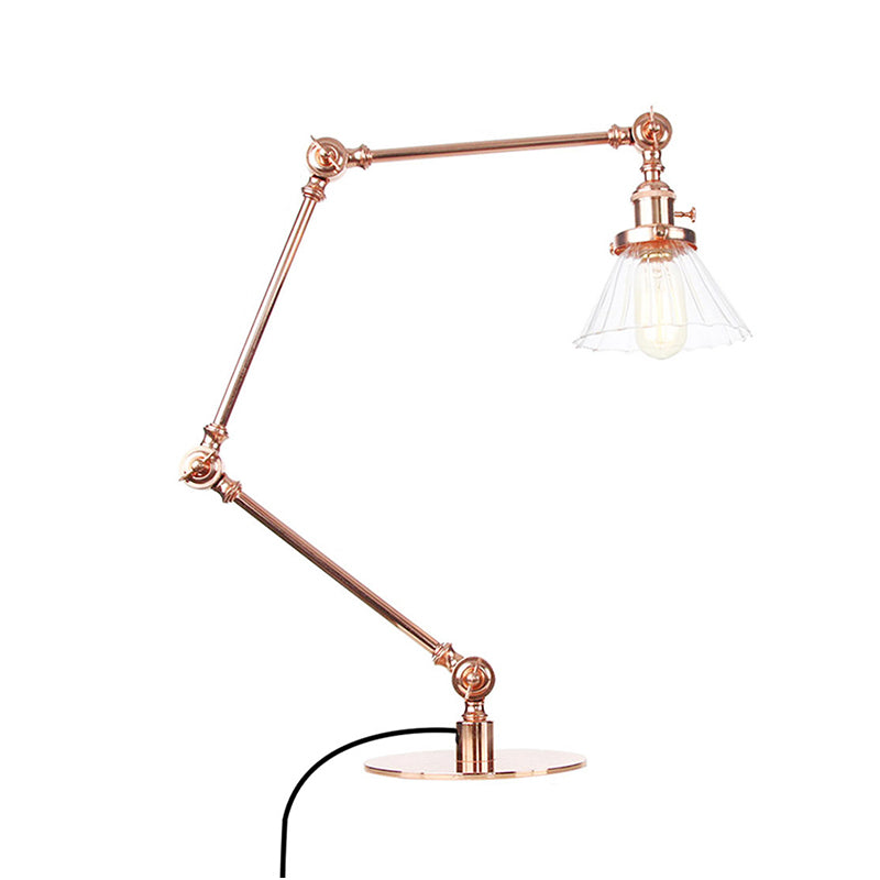 Cone Clear/Amber Glass Table Lamp Warehouse Stylish 1 Light Black/Brass Table Lighting for Study Room Clearhalo 'Lamps' 'Table Lamps' Lighting' 262317