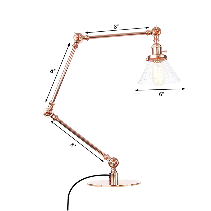 Cone Clear/Amber Glass Table Lamp Warehouse Stylish 1 Light Black/Brass Table Lighting for Study Room Clearhalo 'Lamps' 'Table Lamps' Lighting' 262318