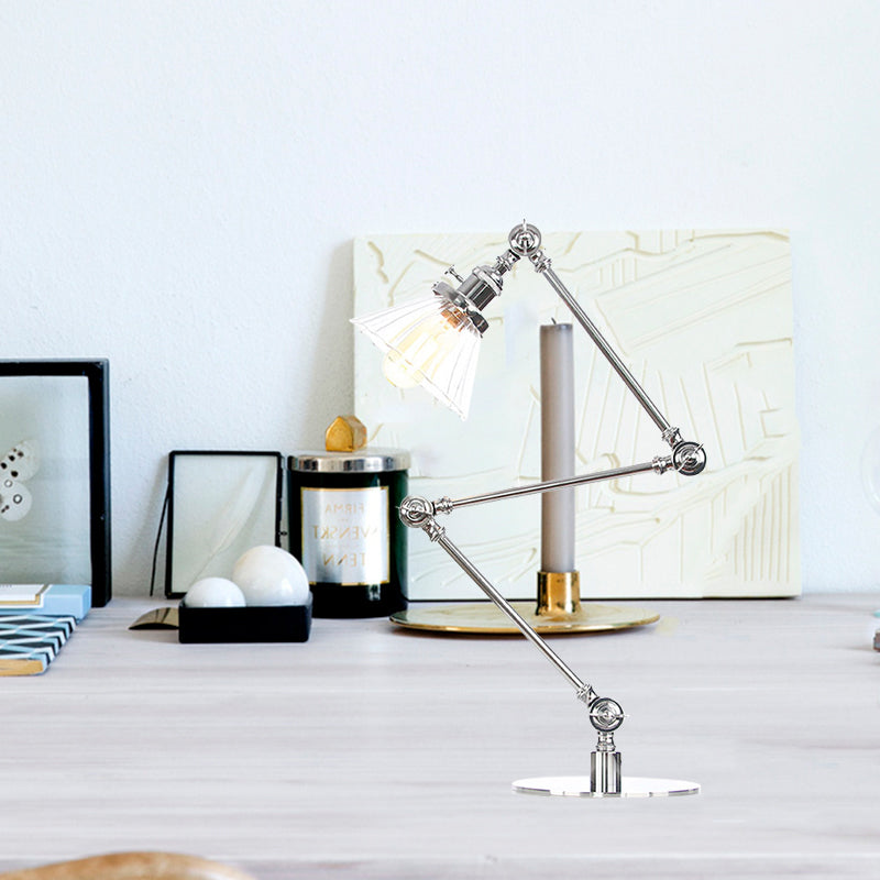 Cone Clear/Amber Glass Table Lamp Warehouse Stylish 1 Light Black/Brass Table Lighting for Study Room Clearhalo 'Lamps' 'Table Lamps' Lighting' 262320