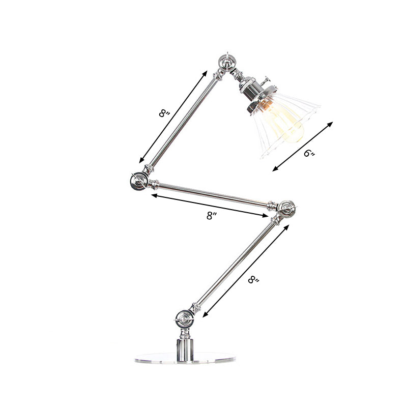 Cone Clear/Amber Glass Table Lamp Warehouse Stylish 1 Light Black/Brass Table Lighting for Study Room Clearhalo 'Lamps' 'Table Lamps' Lighting' 262322