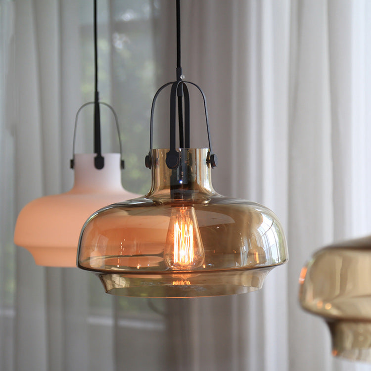 1 Light Pendant Lamp with Adjustable Cord Modern Grey/White/Clear Glass Hanging Light Fixture, 7"/9.5"/13" Wide Clearhalo 'Ceiling Lights' 'Glass shade' 'Glass' 'Industrial Pendants' 'Industrial' 'Middle Century Pendants' 'Pendant Lights' 'Pendants' 'Tiffany' Lighting' 26239