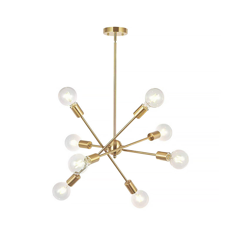Sputnik Hanging Chandelier Light Industrial Style Metal 6/8/10 Bulbs Living Room Pendant Light in Brass/Chrome Clearhalo 'Cast Iron' 'Ceiling Lights' 'Chandeliers' 'Industrial Chandeliers' 'Industrial' 'Metal' 'Middle Century Chandeliers' 'Rustic Chandeliers' 'Tiffany' Lighting' 262595