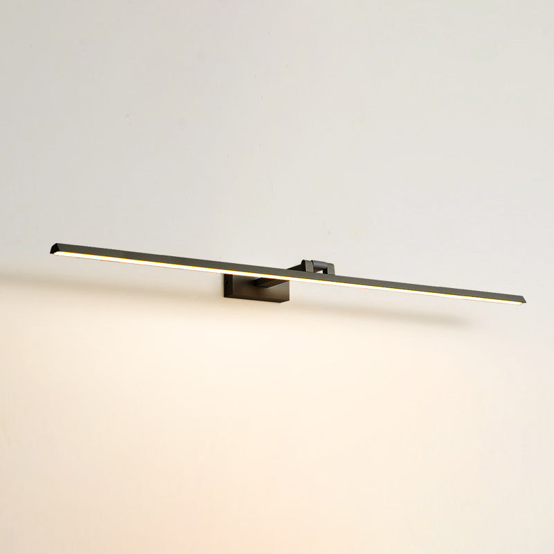 Linear LED Vanity Light Fixtures Modern Minimalist Style Metal Single Vanity Light Black 39" Natural Clearhalo 'Vanity Lights' 'Wall Lights' Lighting' 2627114